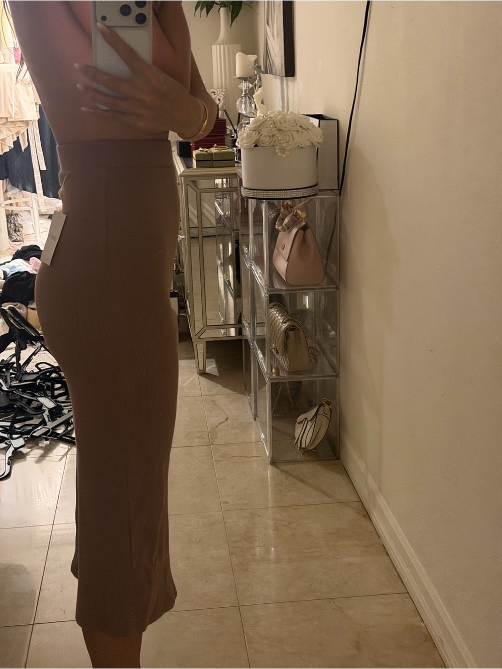New with tags Forever 21 High-Rise Midi Pencil Skirt in Taupe